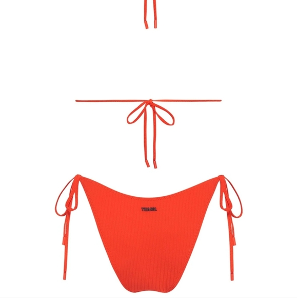 Red rib String bathing suit bottom - Picture 4 of 7